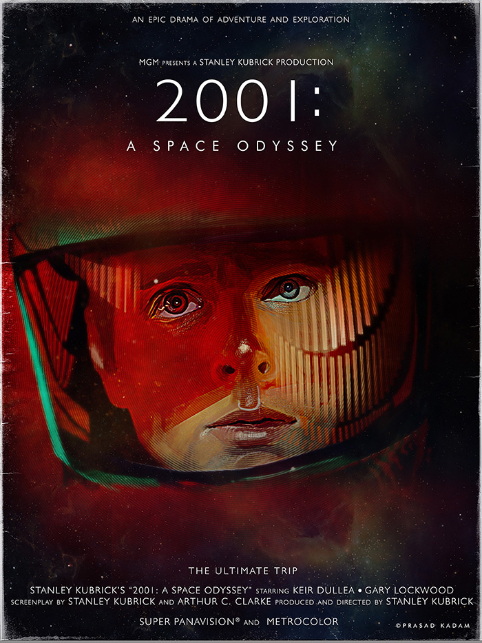 2001 A Space Odyssey Movie Poster 1980's RI French 1 panel